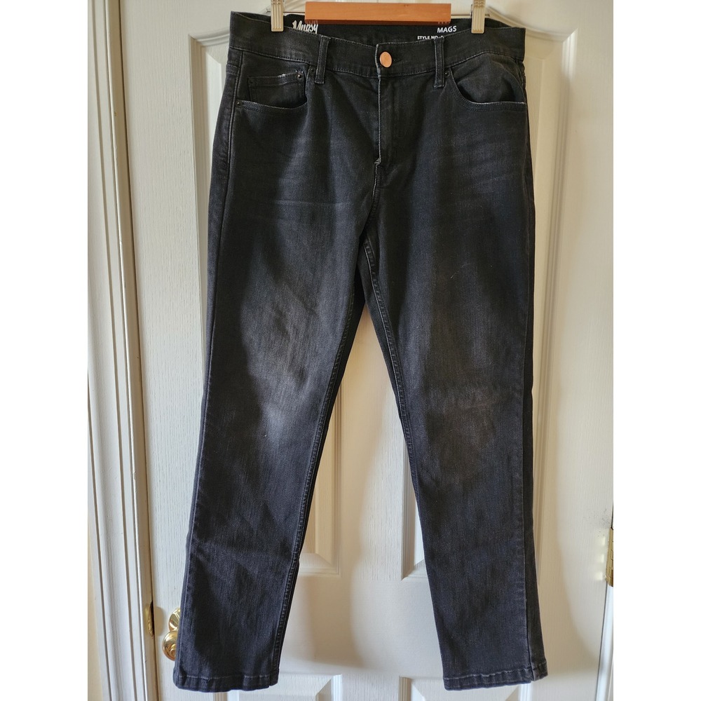 Mugsy Jeans Mags Men's Slim Straight Faded Black Stretch Denim 32x30 Charcoal